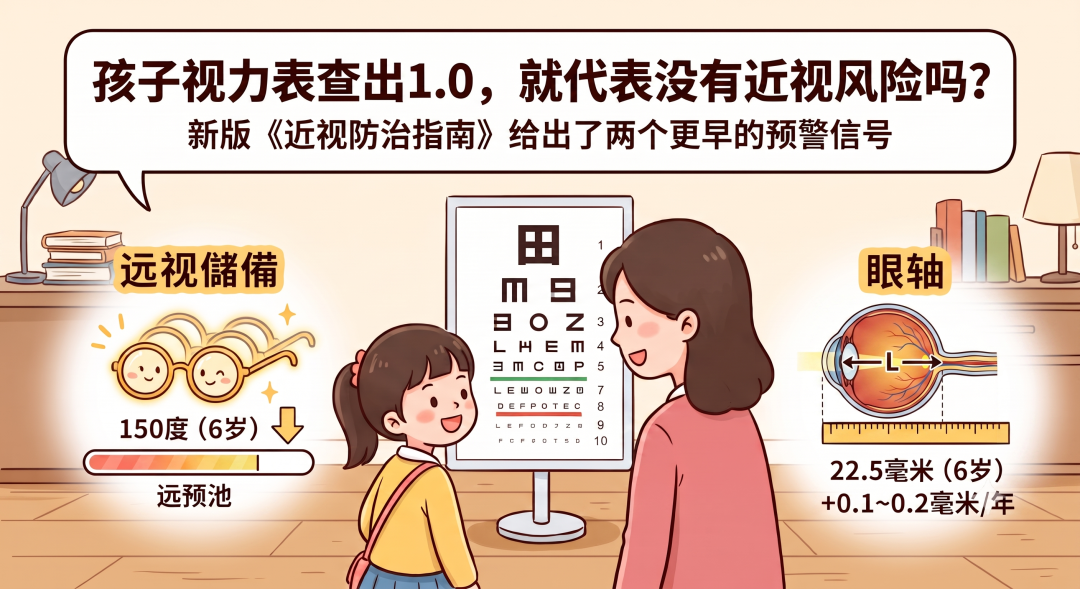 孩子视力表查出1.0,就代表没有近视风险吗?新版《近视防治指南》给出了两个更早的预警信号 - 广州普瑞眼科医院