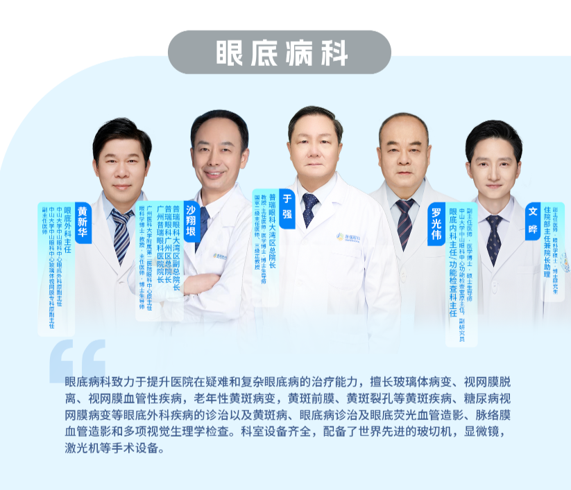 【眼底病专科】中山大学中山眼科中心眼底外科原副主任黄新华教授、功能检查室原主任罗光伟教授 - 广州普瑞眼科医院